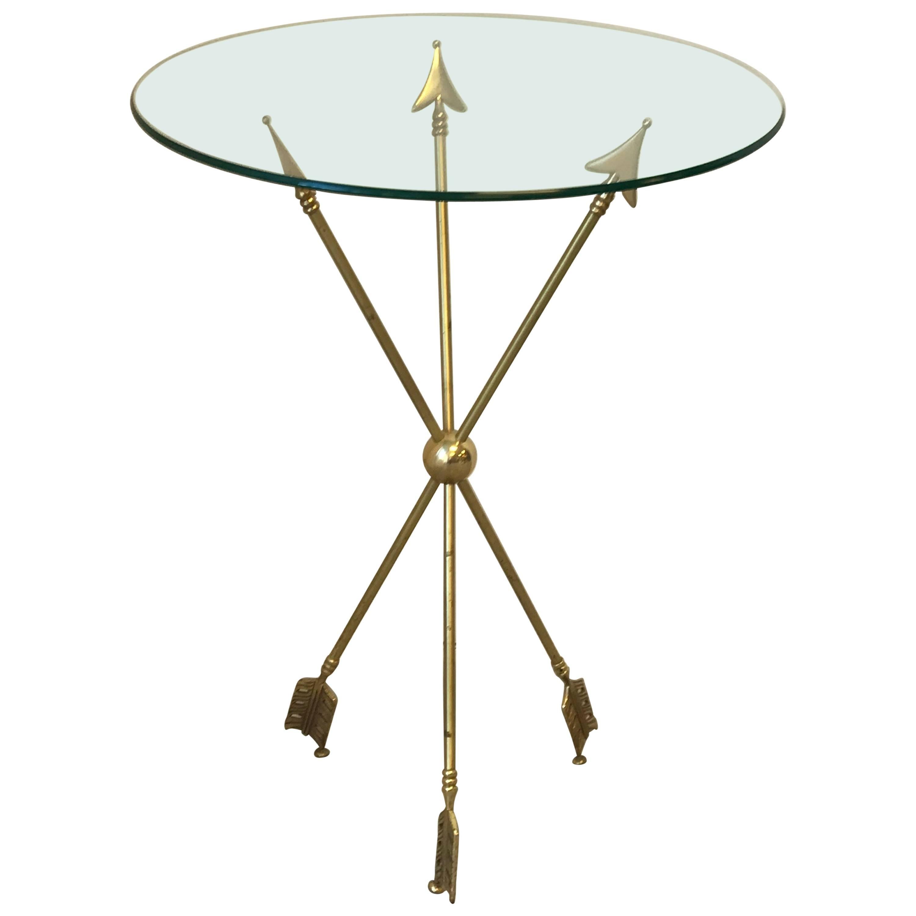 Brass Arrow Directoire Accent Table by Maison Jansen, 1960s