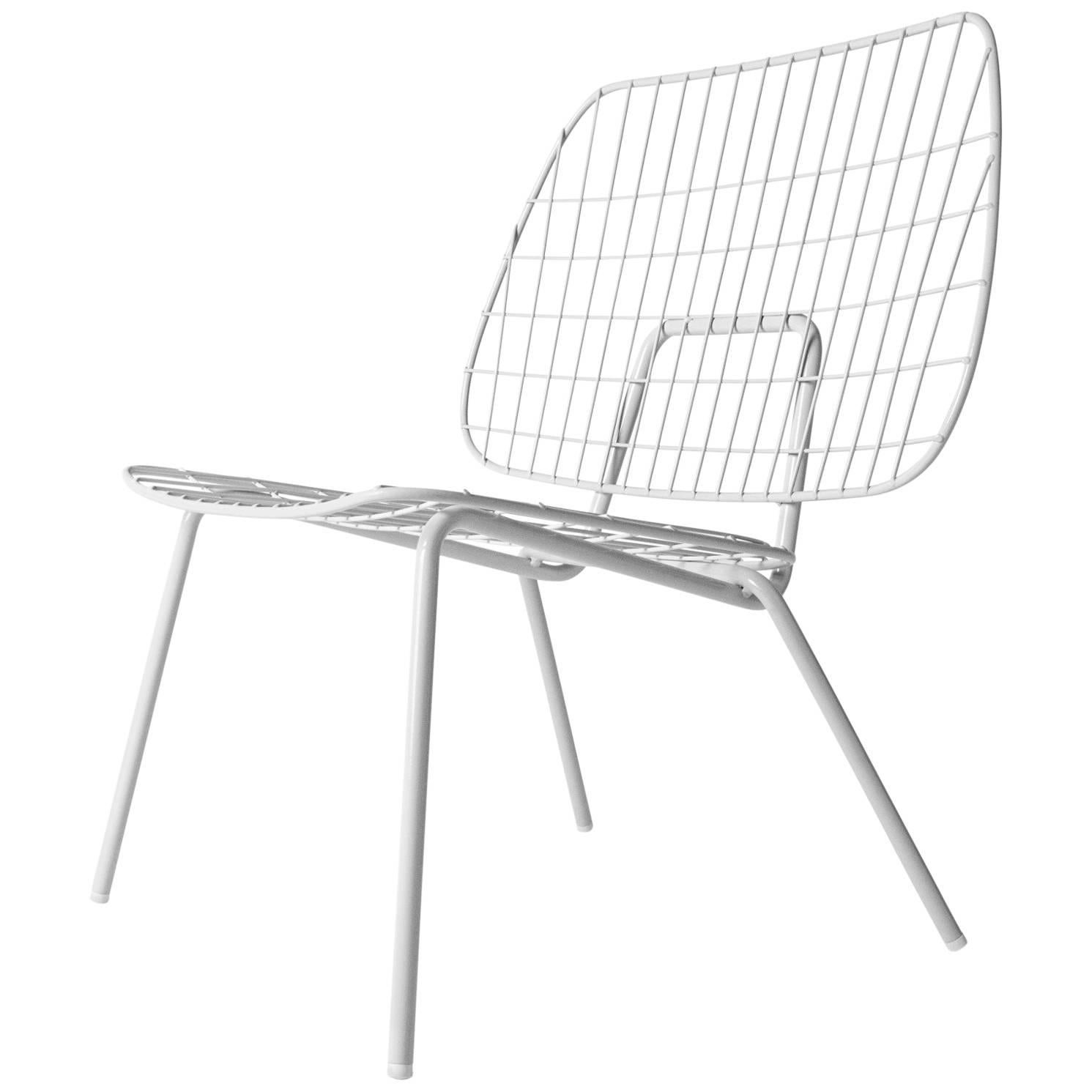 WM String Lounge Chair by Studio WM, in Two-Pack, White Steel Frame