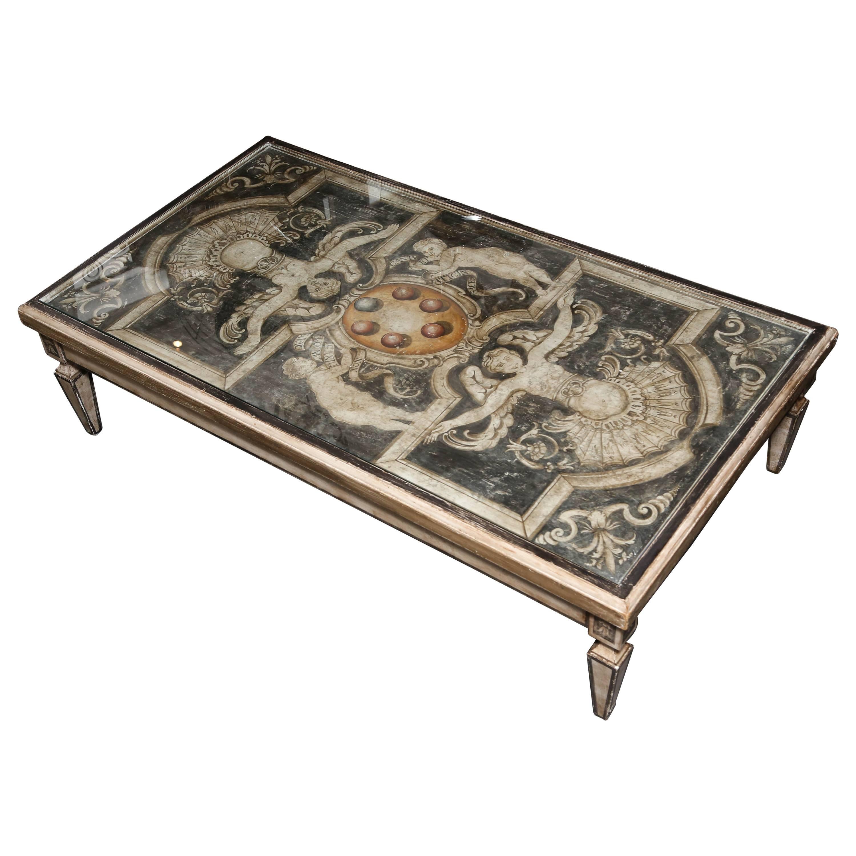 Superb Oversized 18th Century Italian Panel Mounted as a Coffee Table