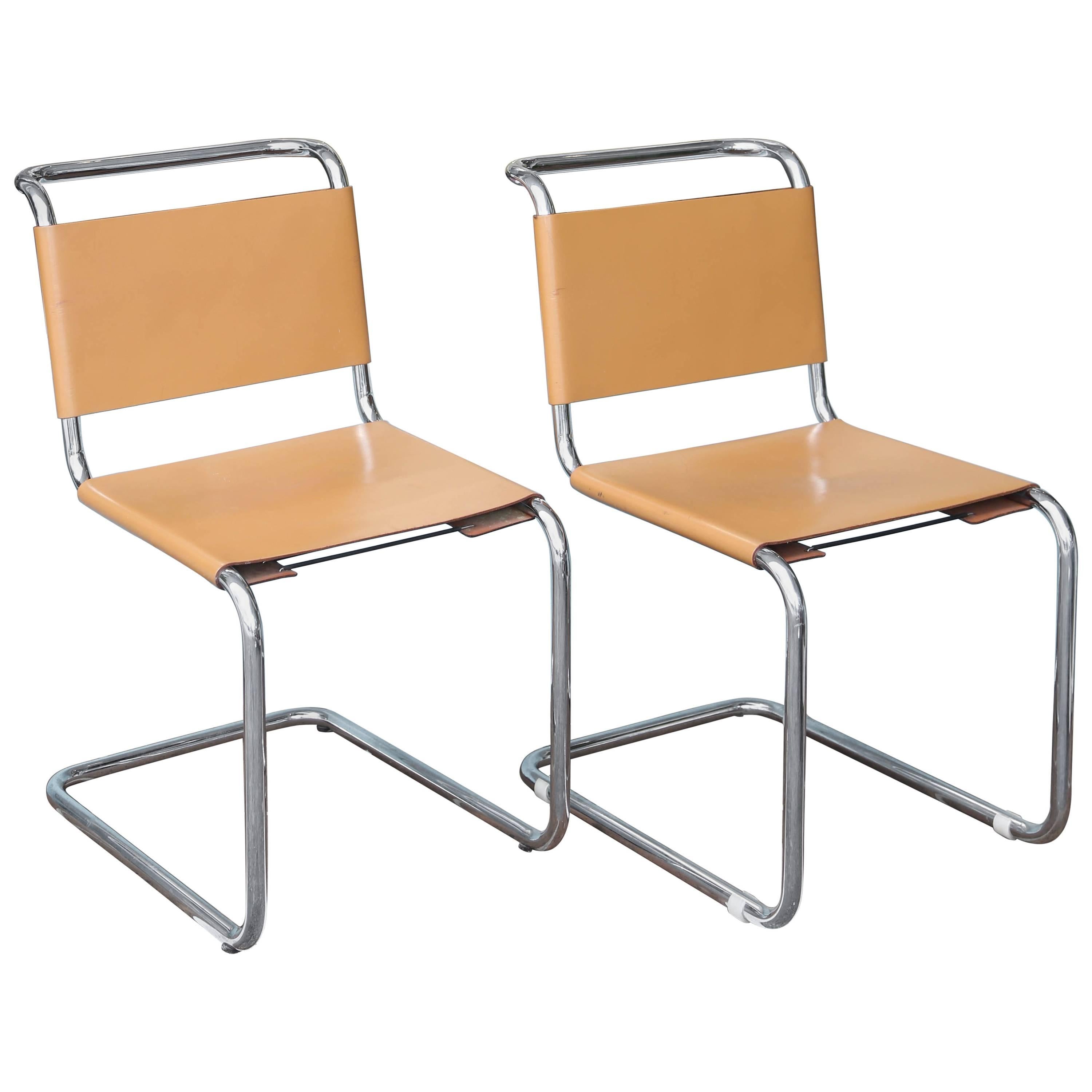 Pair of Knoll Marcel Breuer Cesca Side Chairs