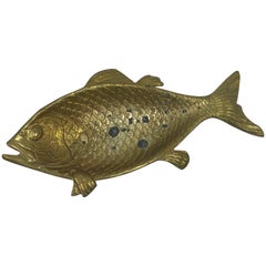 1960s Italian Brass Fish Sculpture Bowl