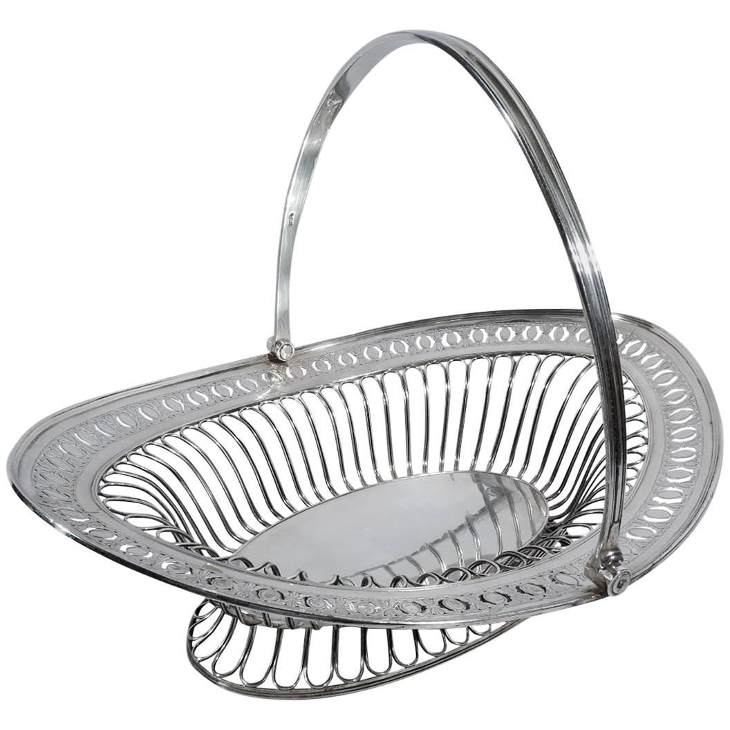 Antique English Neoclassical Sterling Silver Basket