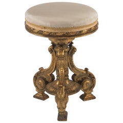 19th Century French Giltwood Adjustable Piano or Vanity Stool
