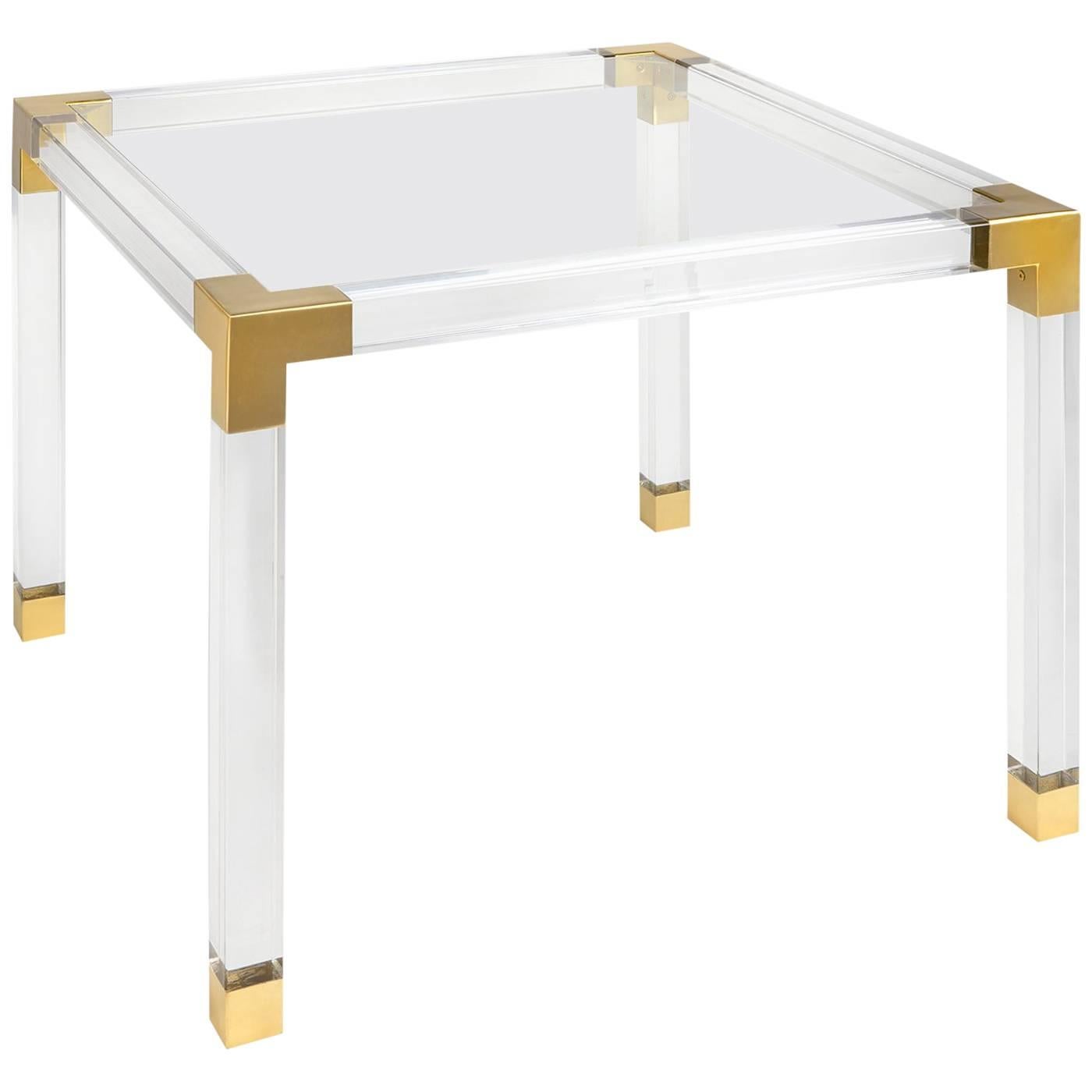 Jacques Lucite and Brass Game Table
