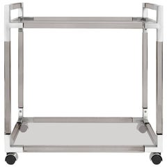 Jacques Smoke Lucite and Nickel Bar Cart
