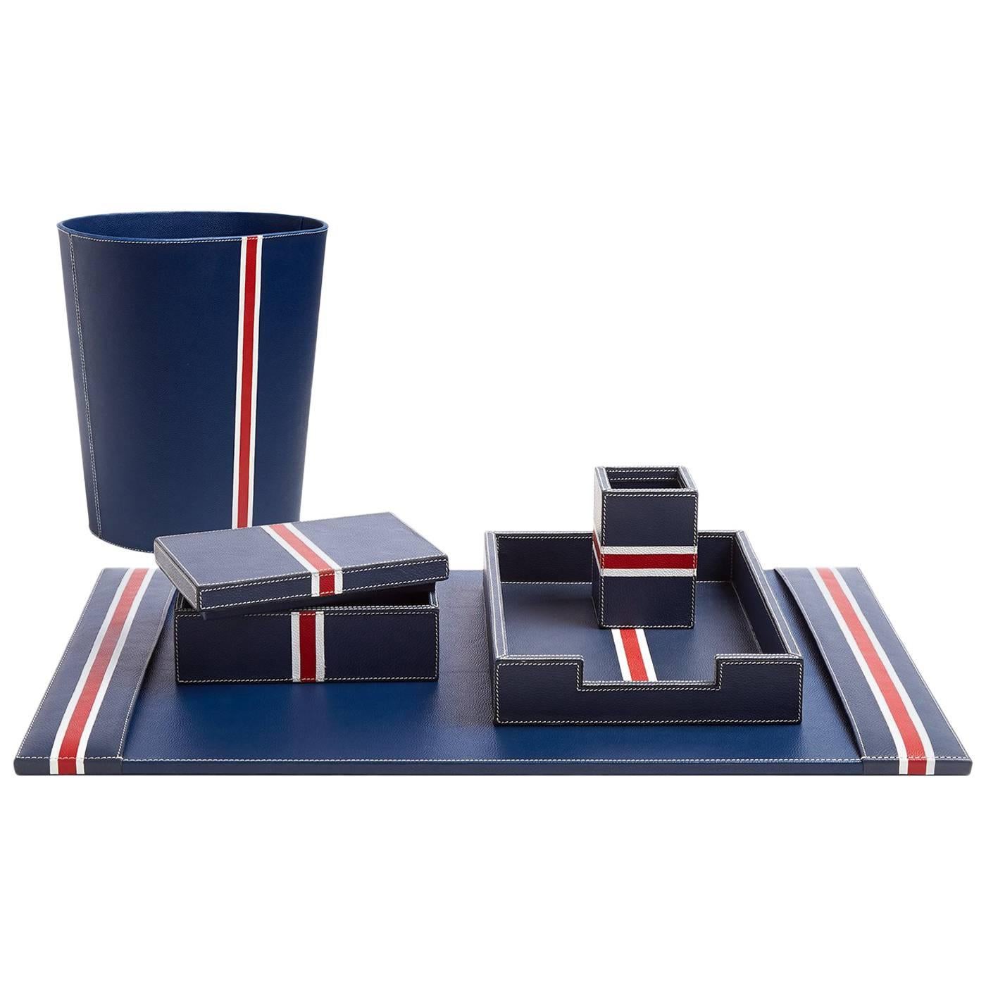 Capri Leather Desk Set in Navy