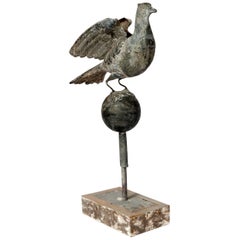 Tall Zinc Bird on Globe with Stand