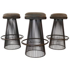 Vintage Trio of Barstools in Bronze after Warren Platner