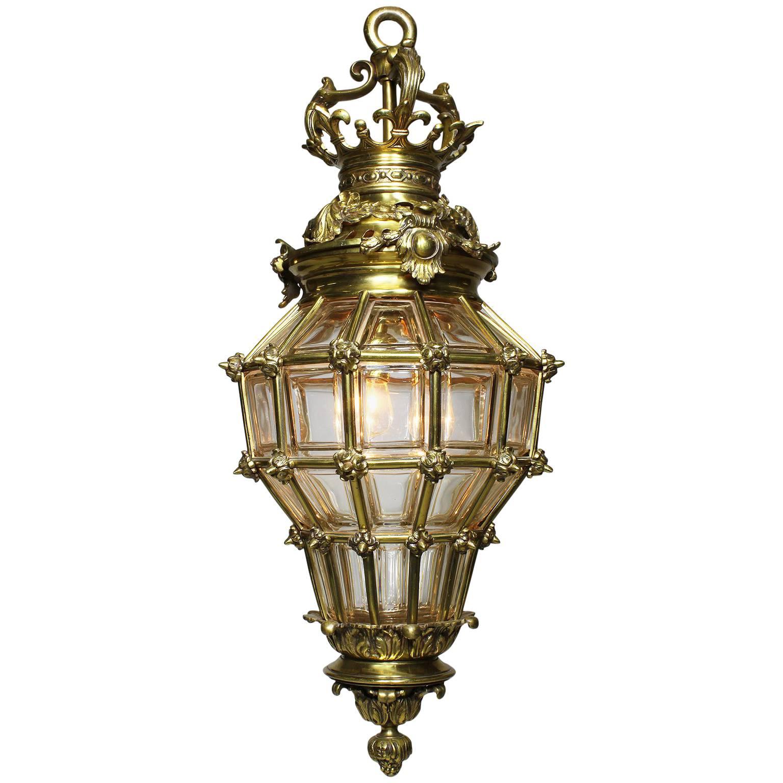French Early 20th Century Louis XIV Style Gilt-Bronze "Versailles" Style Lantern