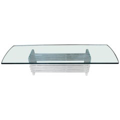 Architectural Lucite and Glass Top Coffee Table