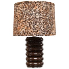 Brown Lacquered Metal Curvilinear Lamp 2