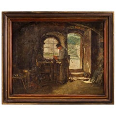 19th Century, German Signed Interior Scene Painting