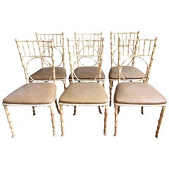 Faux Bamboo Metal Chairs from the 1970s