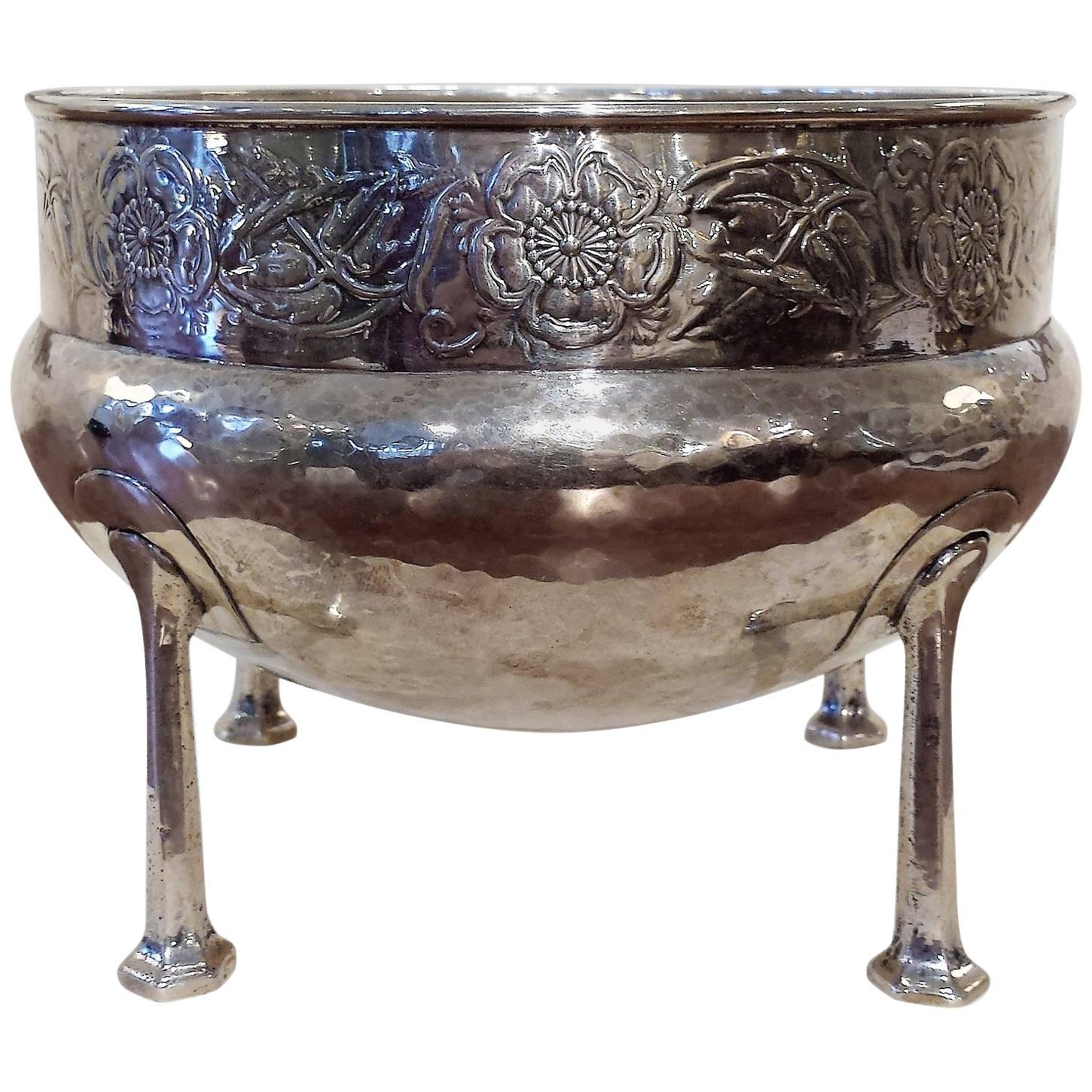 Art Nouveau Silver Rose Bowl by A E Jones For Sale