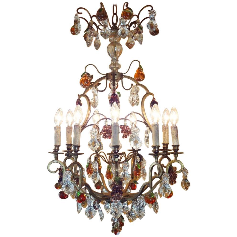 Unique French Chandelier Decorated with Different Kind of Fruits, 20th Century For Sale