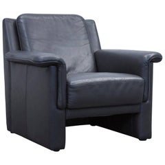 Brühl & Sippold Designer Armchair Leather Black One Seat Couch Modern