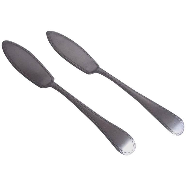 Pair of Bright Cut Butter Knives For Sale at 1stDibs