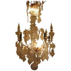 French Chandelier with 5 Pinnacles, 5 Candles, 8 Light, Beautiful Crystal Drops