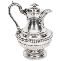 Antique Sterling Silver Ewer Jug Coffee Pot Emes & Barnard, 1818