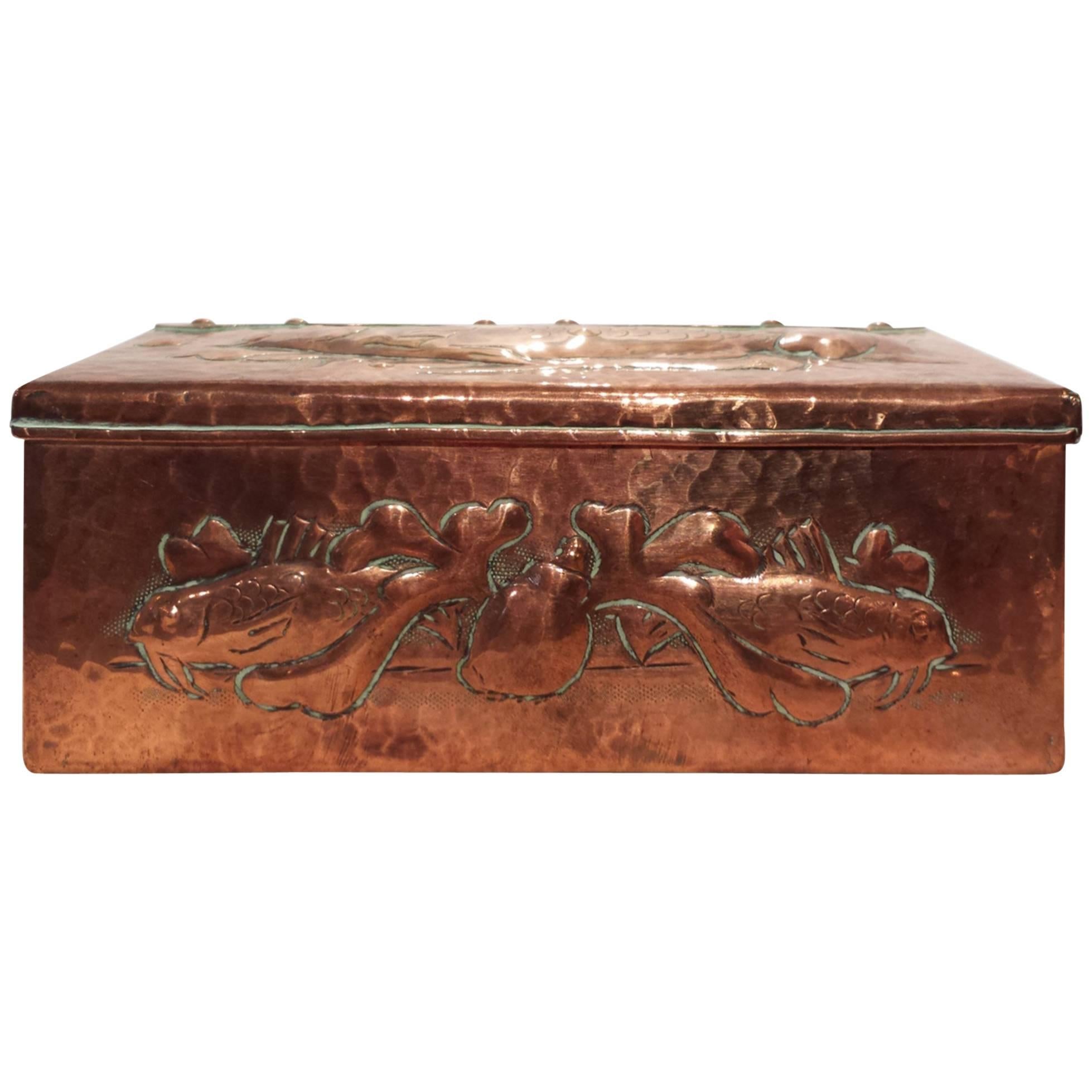Arts & Crafts Movement Copper Casket by the Newlyn School For Sale