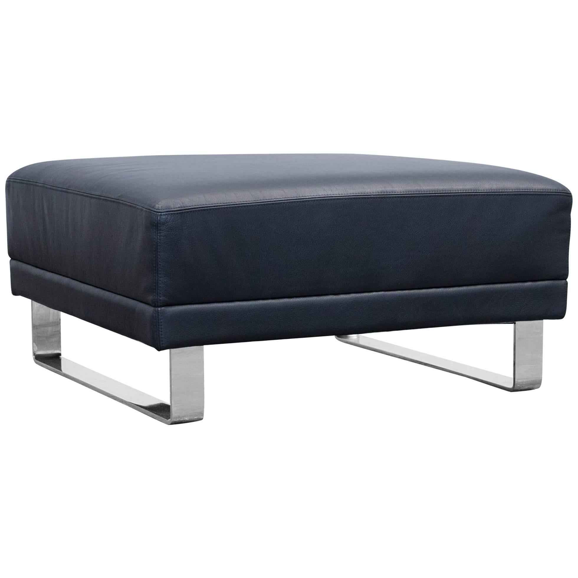 Brühl Alba Designer Footstool Leather Black Pouff One-Seat Couch Modern