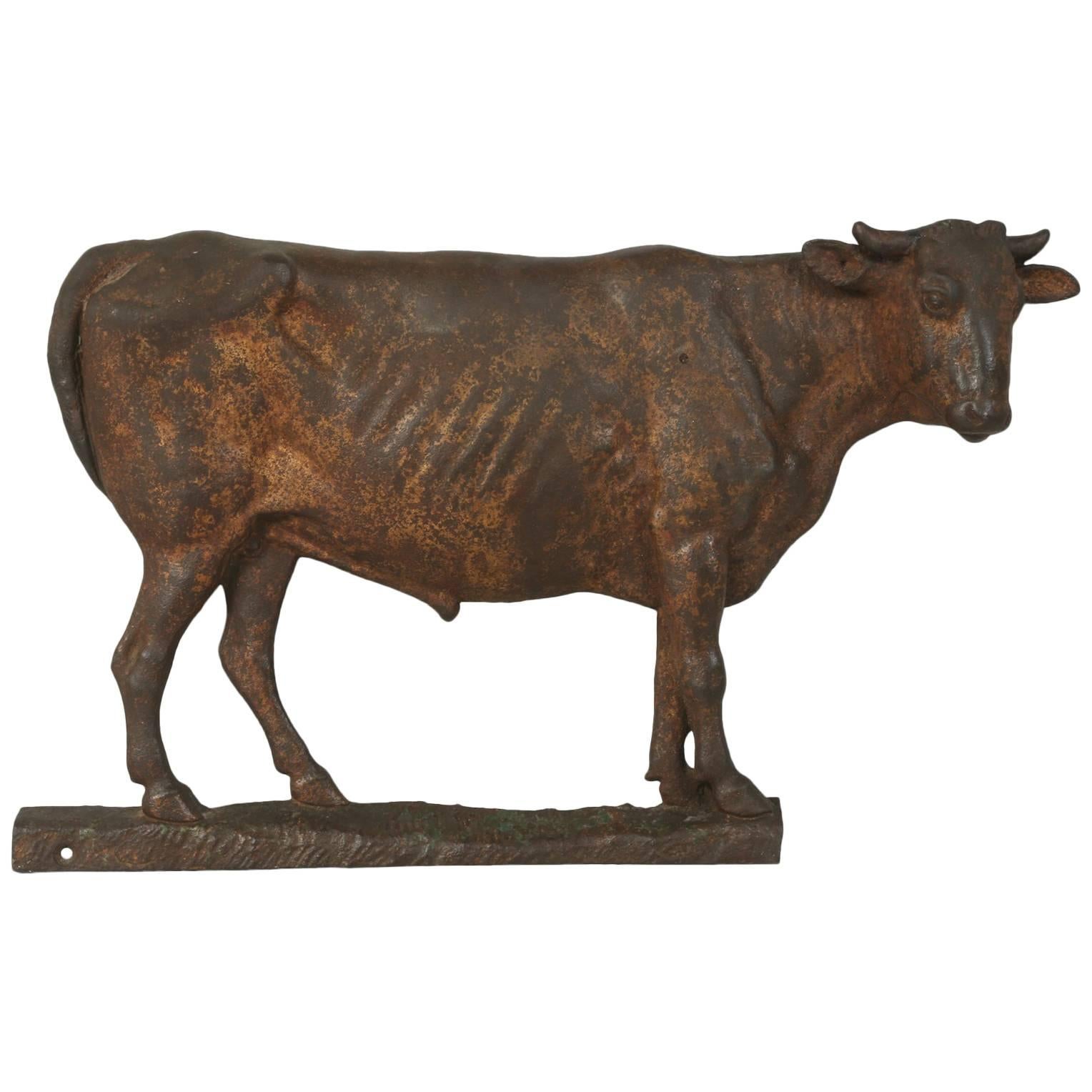 Antique French Steer Sign from a Butch Shop in Cast Iron