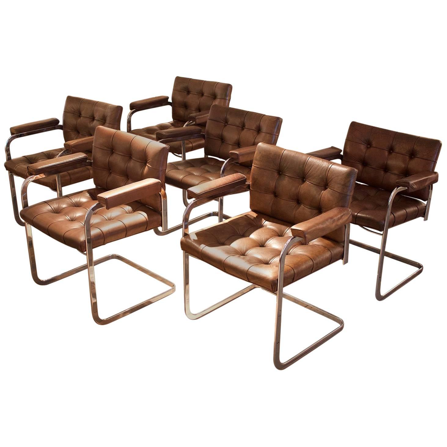 Set of four De Sede Leather Chairs RH-305/02