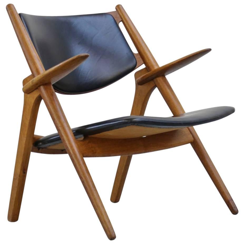 Hans Wegner Danish Lounge Chair CH28 Sawback, 1950s Scandinavian
