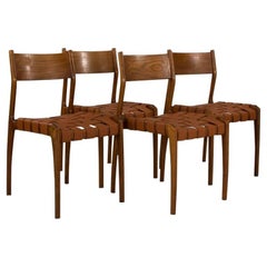 Set of Four Dining Chairs with Imitaion Leather, 1960s, Italy