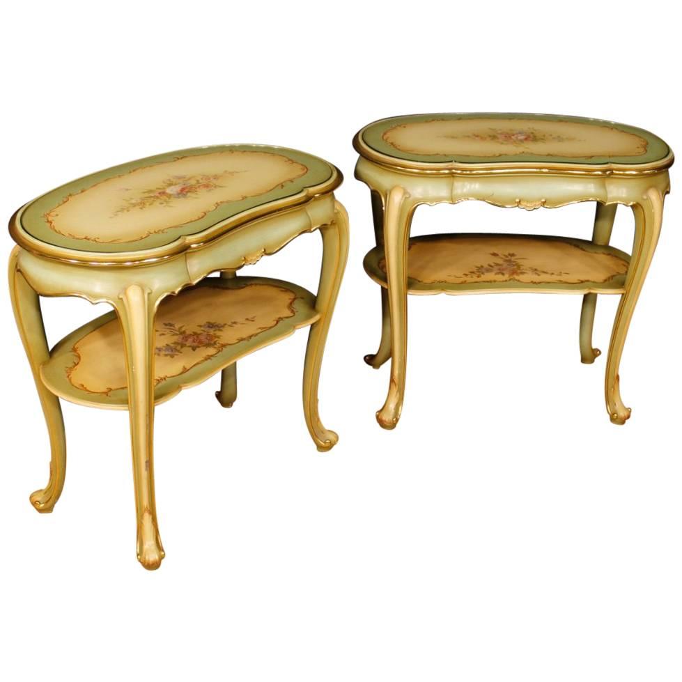 20th Century Pair of Italian Lacquered Bedside Tables