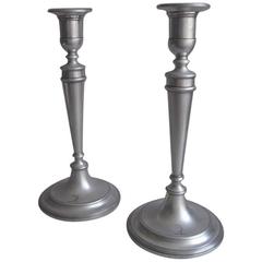 Pair of George III Cast Candlesticks Made in London in 1796