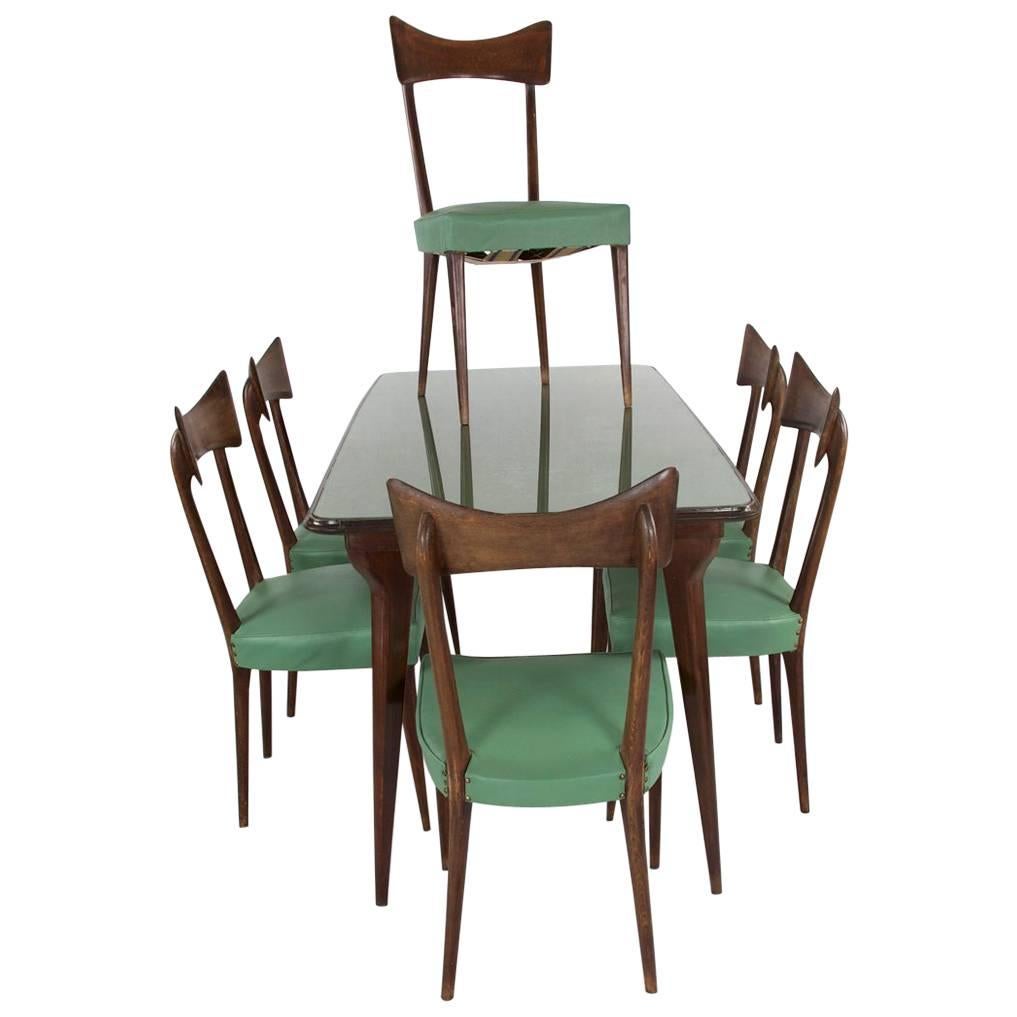 Table with Six Chairs in the Manner of Ico Parisi, 1950s, Italy