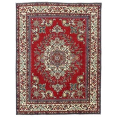 Vintage Persian Tabriz Area Rug with Traditional Colonial and Federal Style