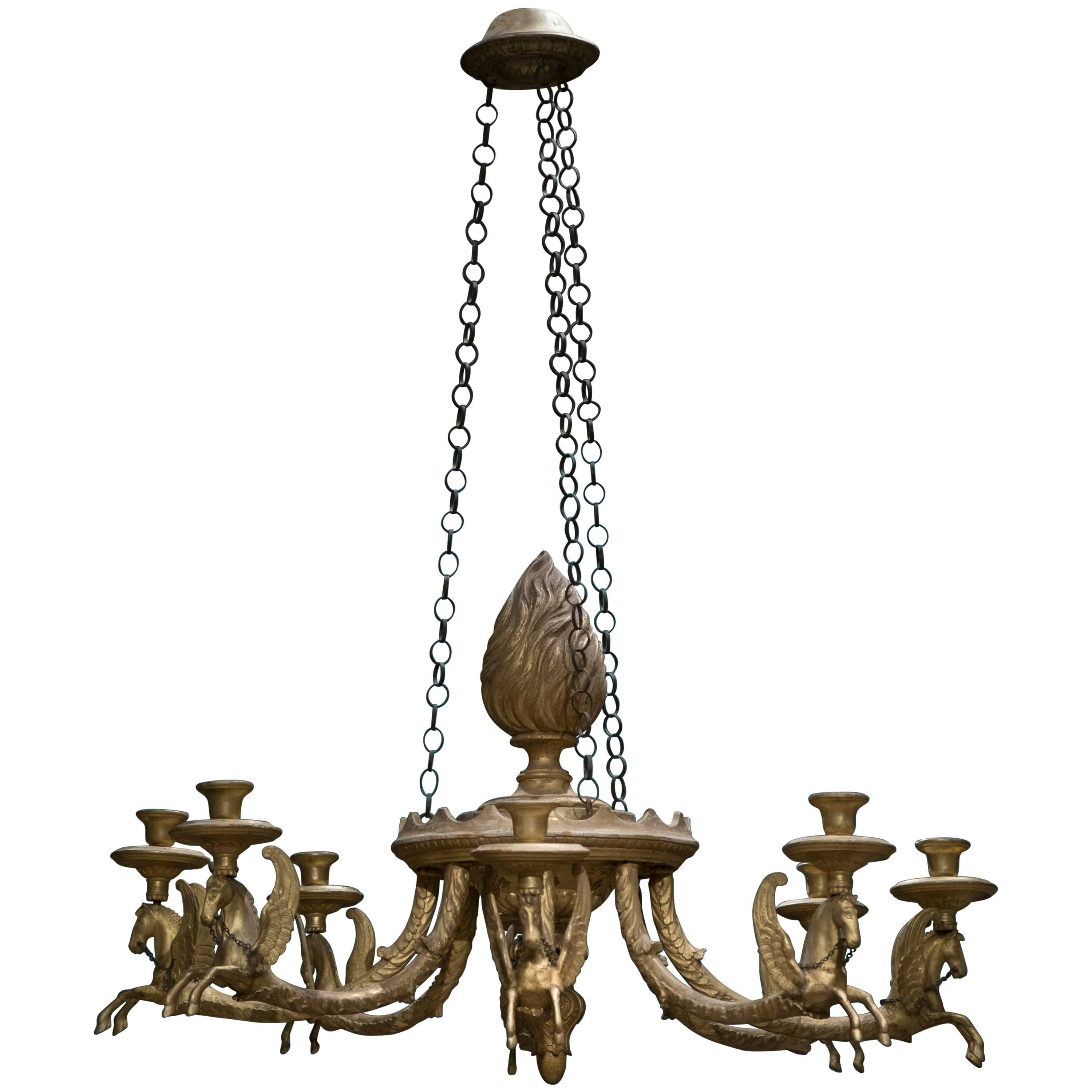 Neoclassic Giltwood Chandelier For Sale