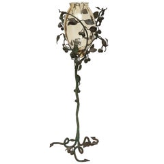 Antique Italian Art Nouveau Iron and Glass Vase