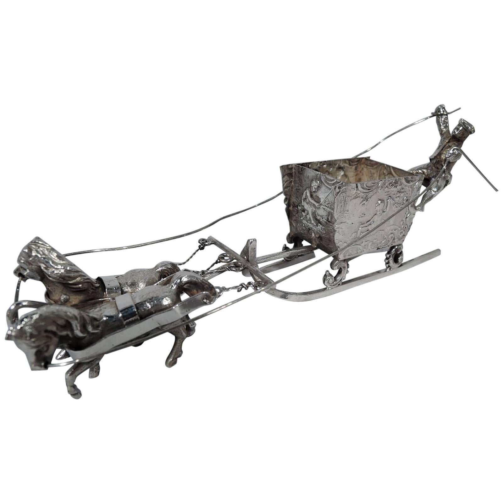 Antique German Silver Miniature Rococo Sleigh