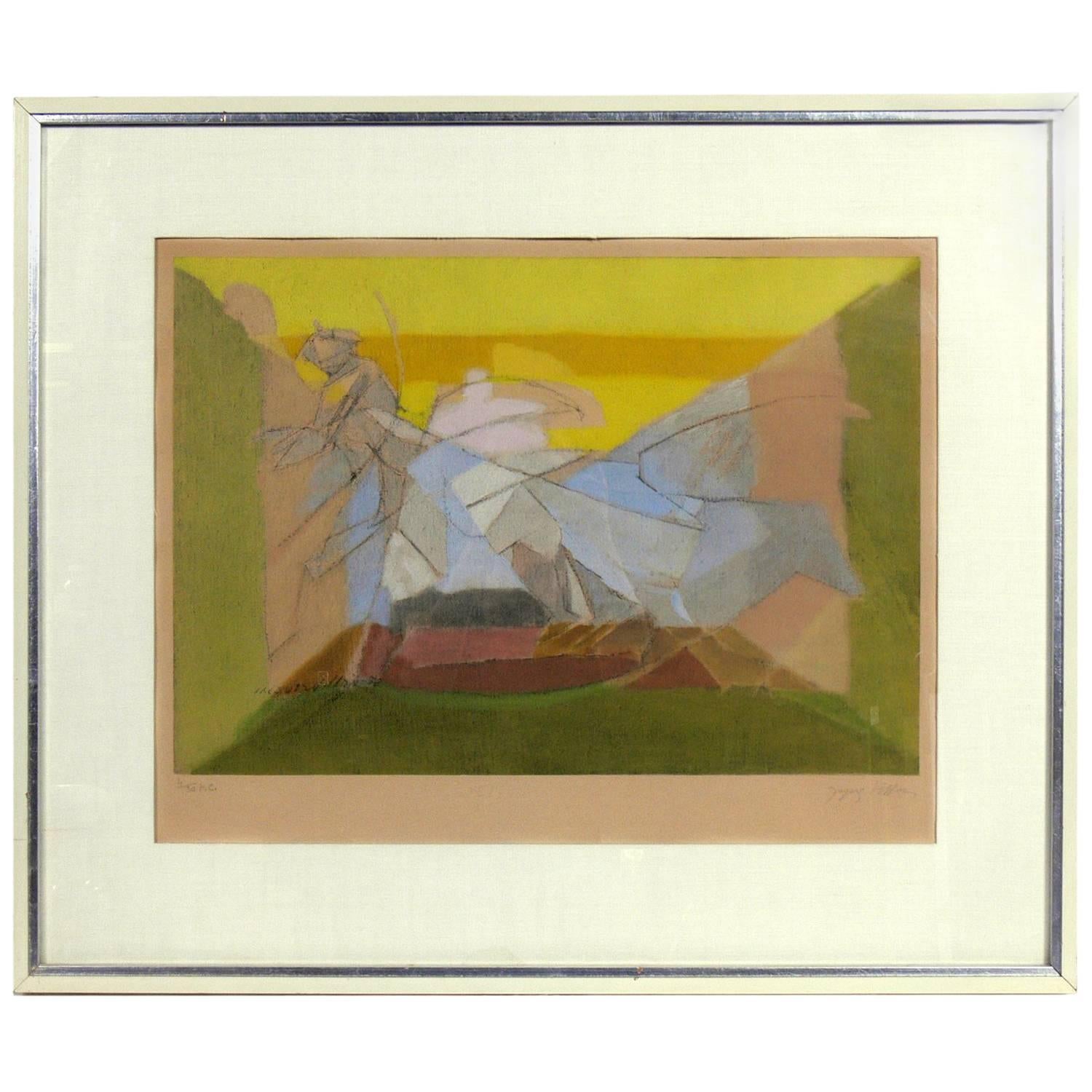 Vibrant Abstract Color Lithograph by Jacques Villon