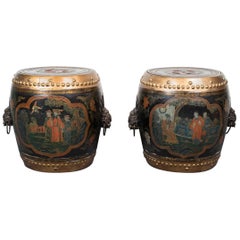 Pair of Painted Wood Asian Style Side Tables