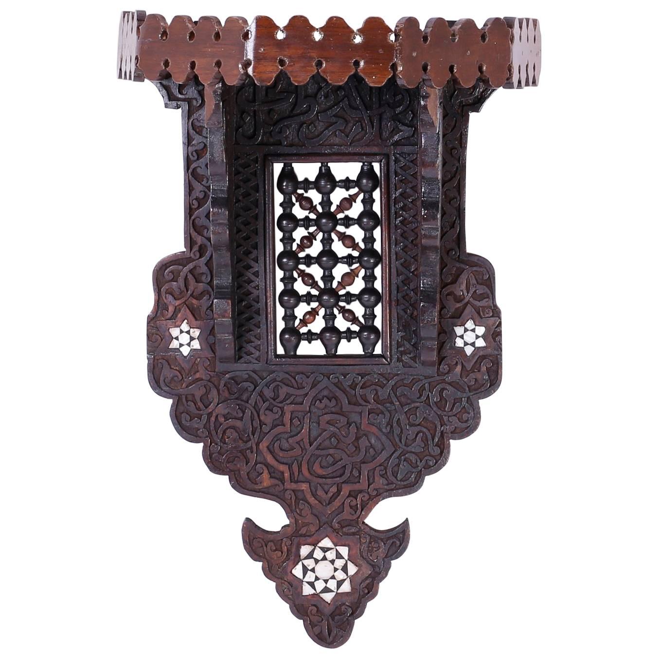Exotic British Colonial Wall Bracket Inlaid with Mother-of-Pearl