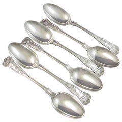 Set of Six Kings Pattern Silver Tablespoons