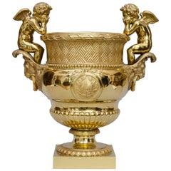 Early 19th Century Large "Versailles" Model Gilt Bronze Crater Vase, Jardiniere