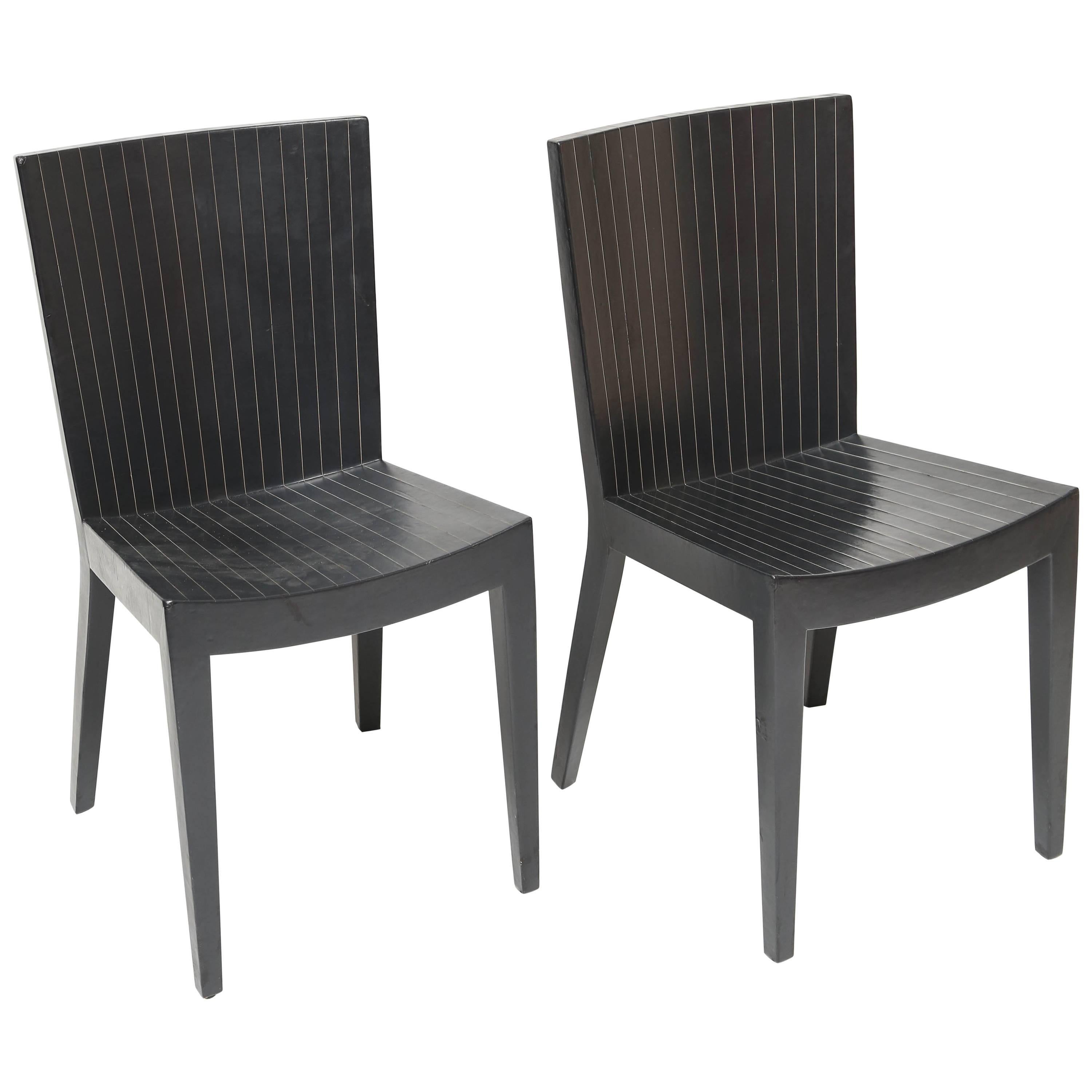 Pair of Karl Springer Leather JMF Chairs