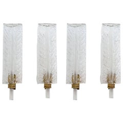Andre Arbus and Veronese Set of Four Glass and Brass Sconces
