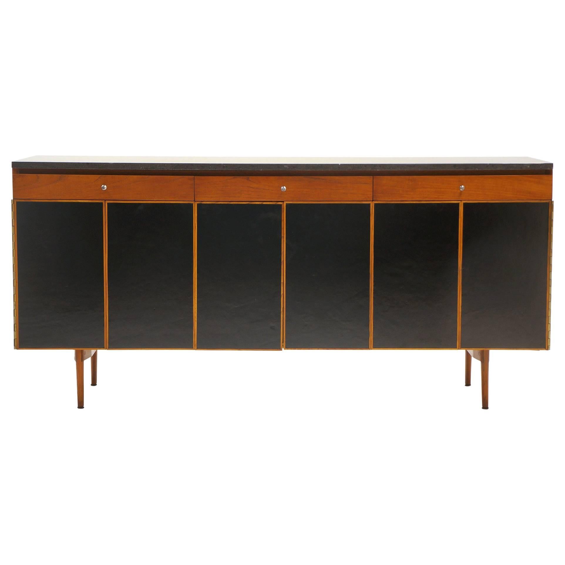 Paul McCobb Credenza or Sideboard, Walnut with Original Marble Top