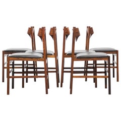 Italian Midcentury Six Chairs in Style of Frattini, Rio Rosewood