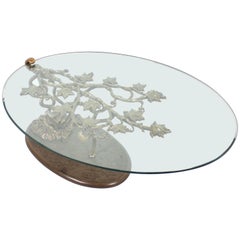 Sculptural Bronze and Glass Coffee Table