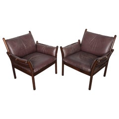 Pair of Mid-Century Modern Leather Lounge Chairs by Illum Wikkelsø