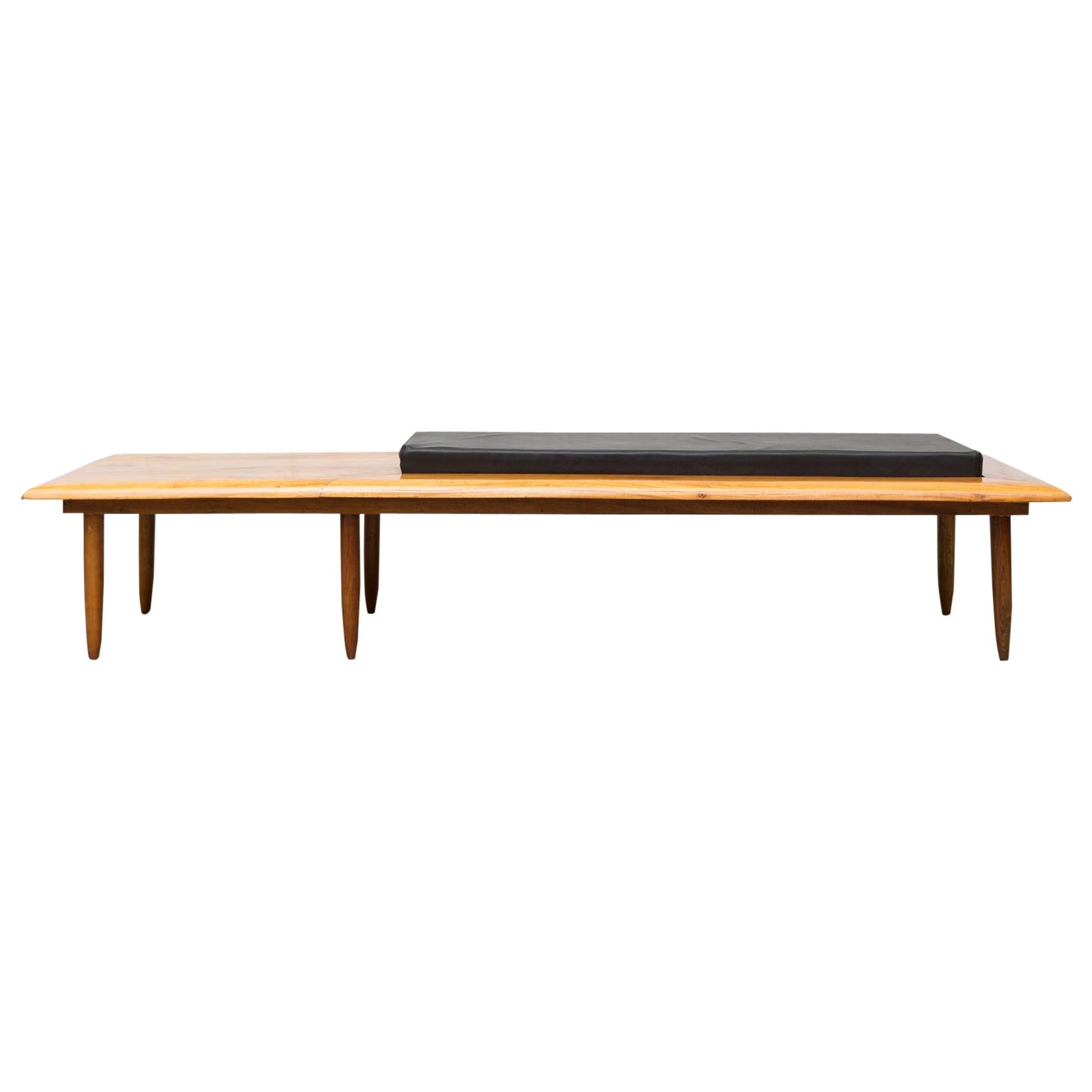 George Nelson Style Solid Teak Bench with Cushion