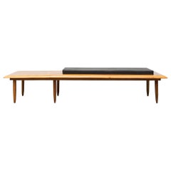 George Nelson Style Solid Teak Bench with Cushion