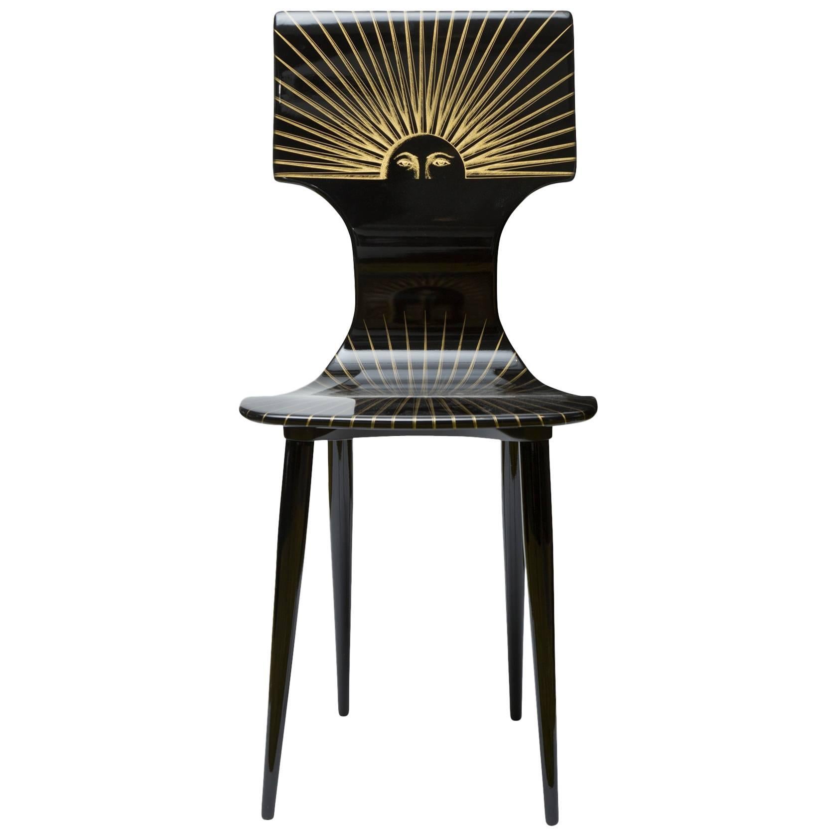 Fornasetti Chair Sole Gold/Black For Sale